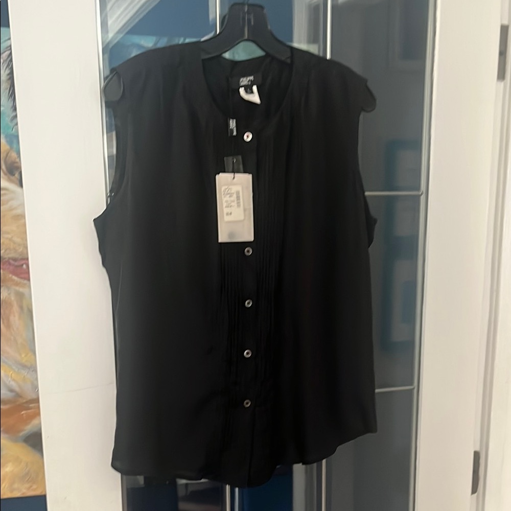Philippe Adec Classic Black Silk Button-Down Blouse